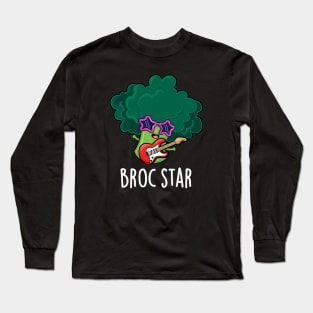 Broc Star Cute Brocolli Rock Star PUn Long Sleeve T-Shirt